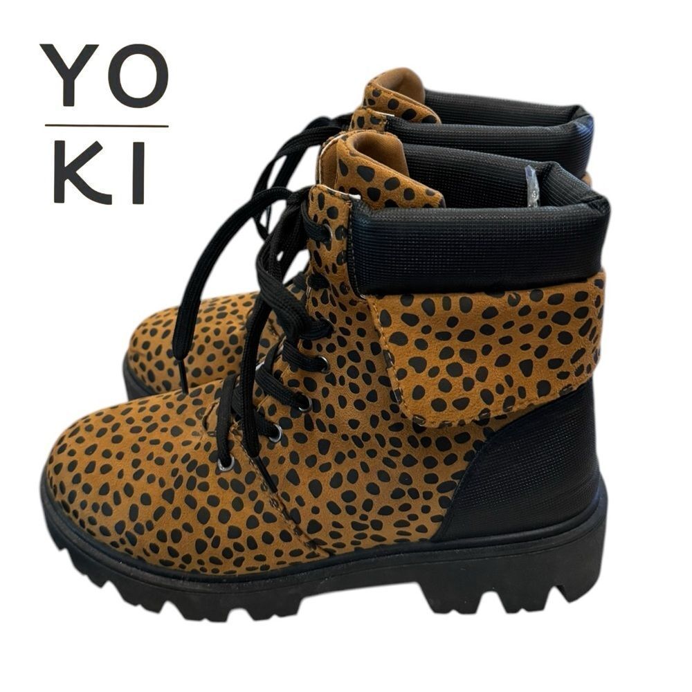 YOKI Leopard Women's Lace-up Ankle Boots Booties 9